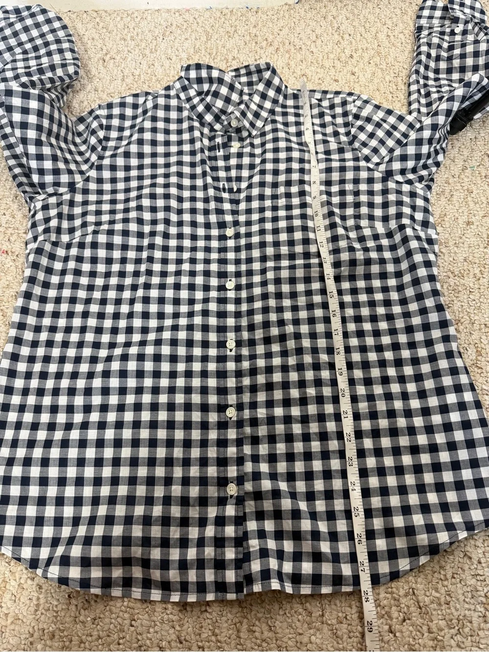 J. Crew Navy and White Gingham Button-Down Shirt size XL